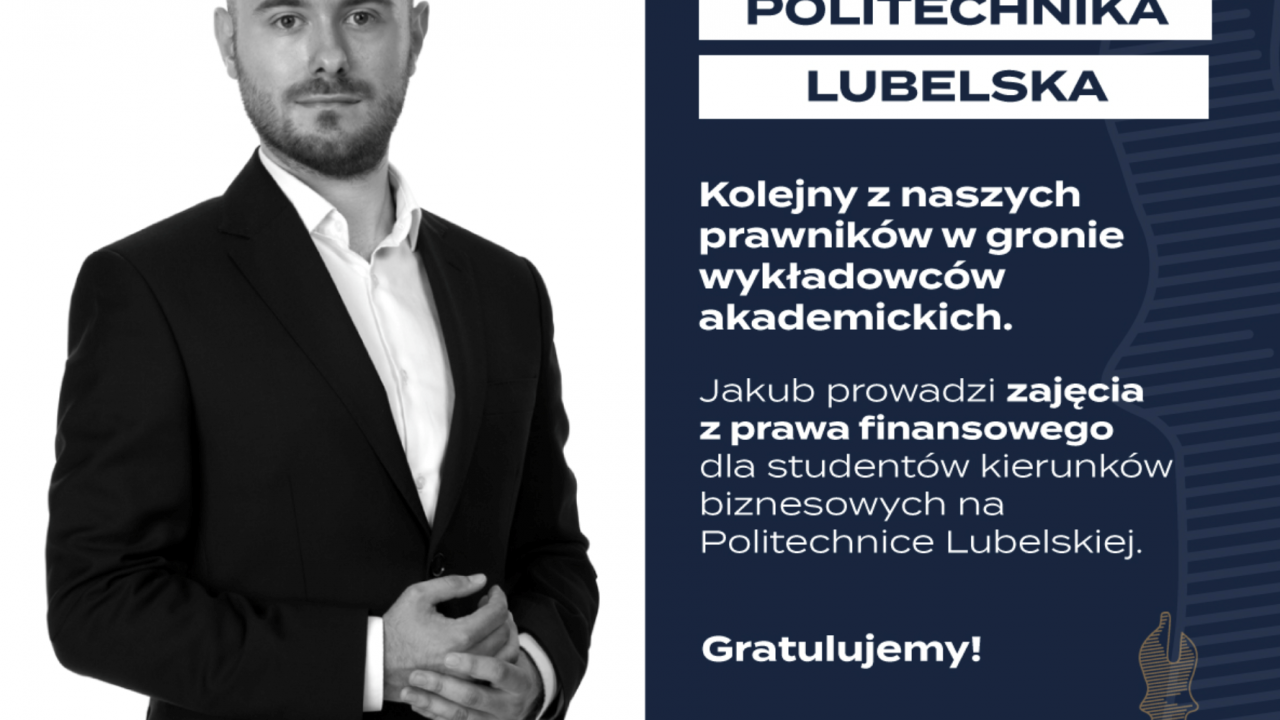Kolejny z naszych prawników w gronie wykładowców akademickich