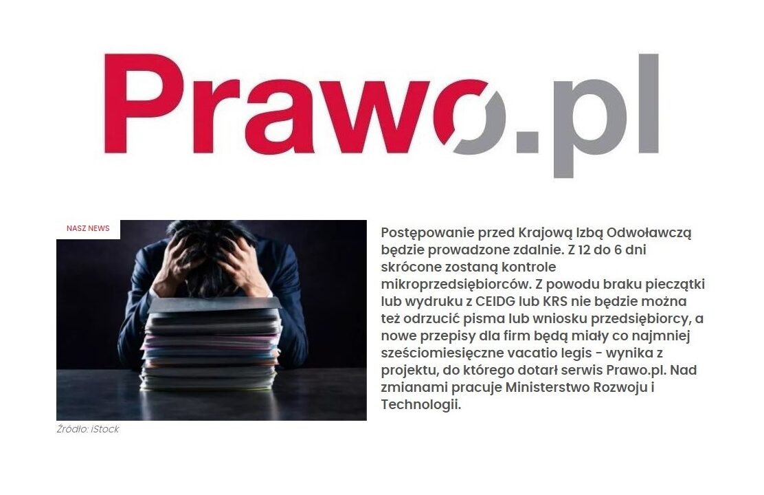 Deregulacja dla firm: Postępowanie przed KIO zdalne, kontrole krótsze – wywiad z mec. Filipkiem